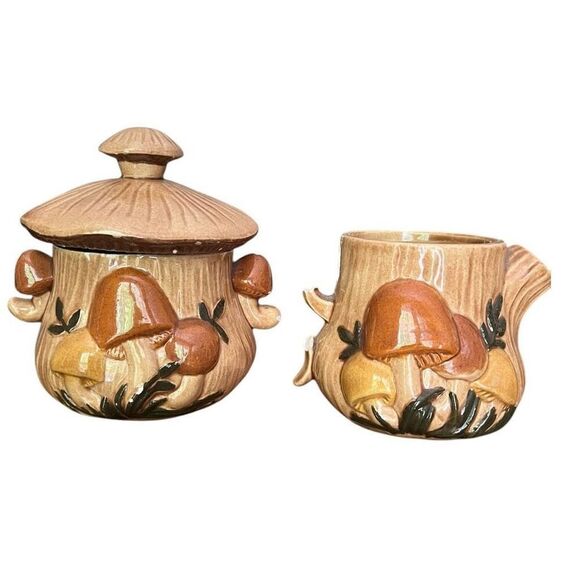 VINTAGE Set of Arnel 70s Sugar Jar & Creamer Jars - Picture 1 of 8